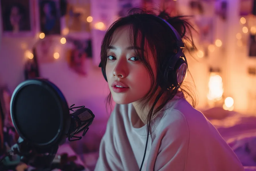 Studio Mic with Colorful Lights